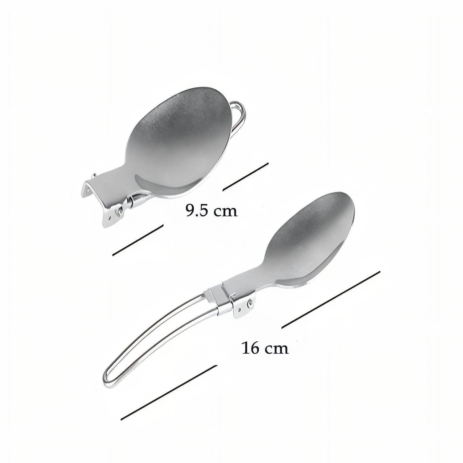 Couvert Pliant Camping guide des dimensions - Cuillère + Fourchette + Couteau