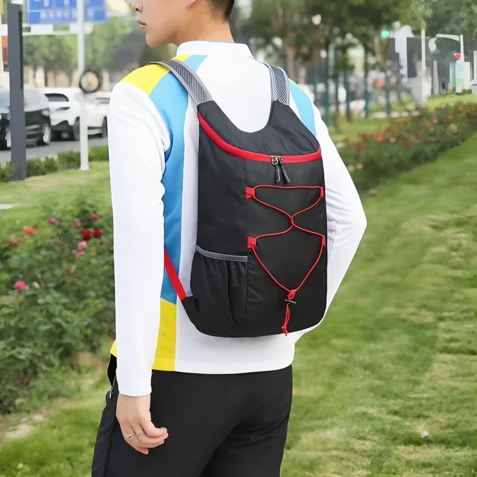 Sac à Dos Pliable Randonnée 20L portée sur le dos - Noir et Rouge - Bleu Marine et Orange - Gris et Bleu
