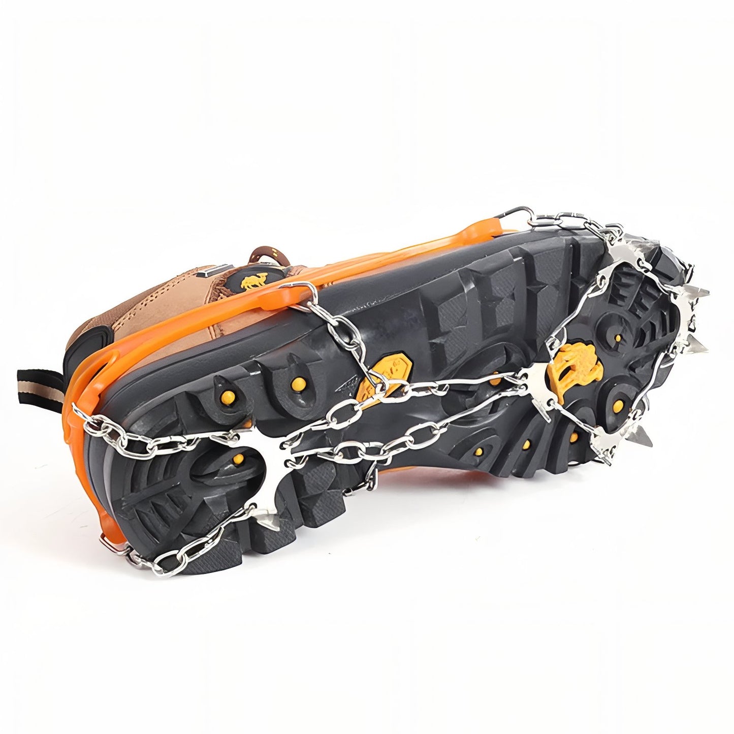 Crampons Pour Randonnée Hiver 10 Dents gros plan sur le dessous - Orange