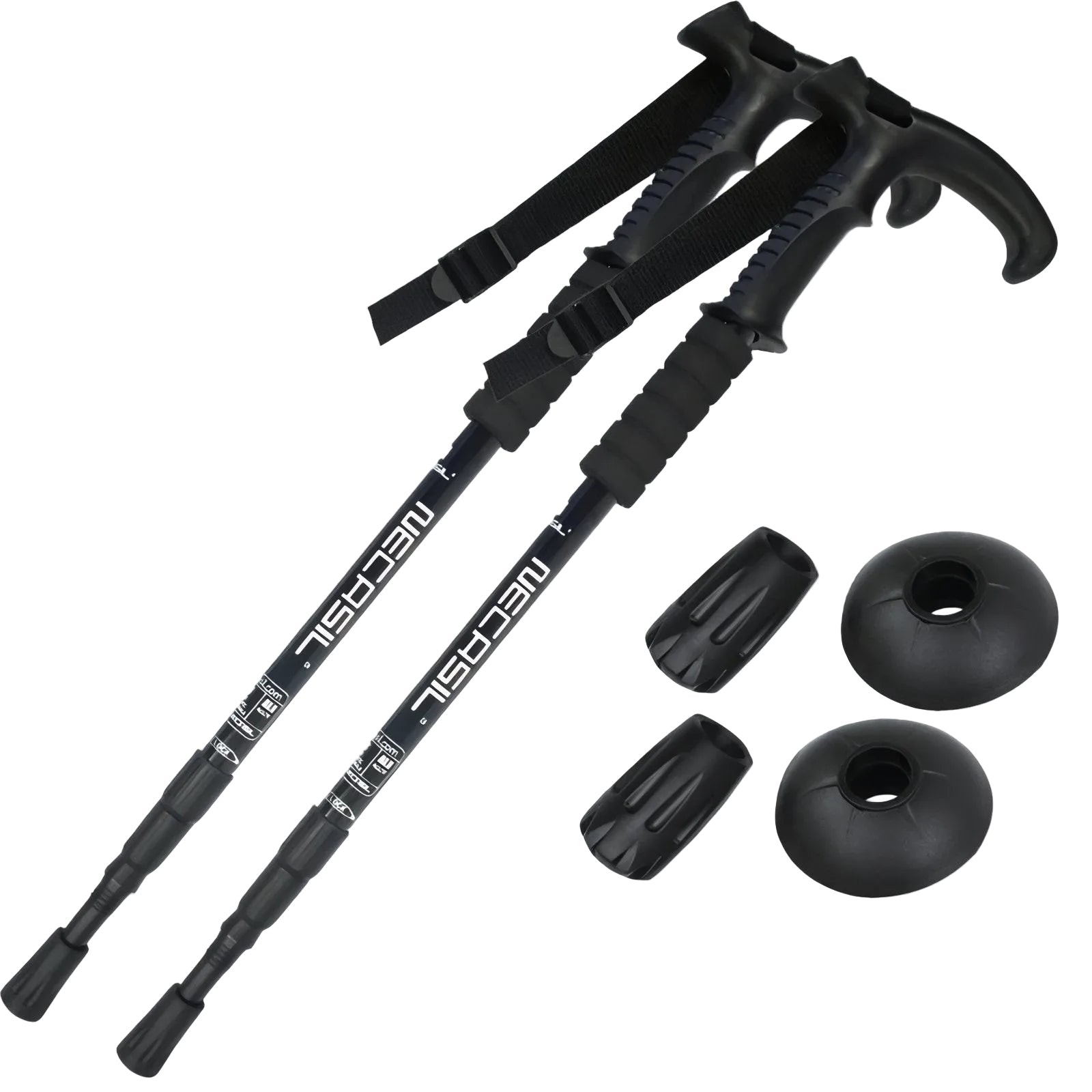 Bâton Marche Nordique Télescopique - Noir - 2 Bâtons (Paire Complète)