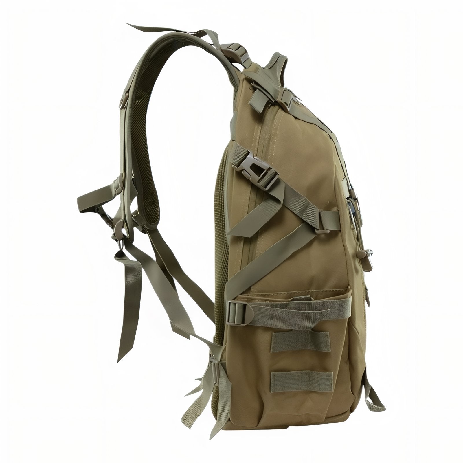 Sac à Dos Randonnée Militaire 40L gros plan sangle - Vert Clair Camouflage - Noir - Vert Olive - Gris Camouflage - Vert Camouflage - Beige Sable