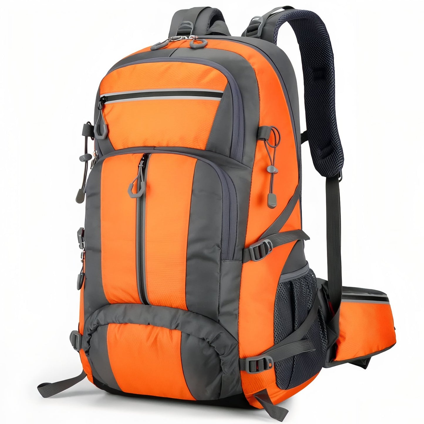 Sac à Dos Randonnée Multi-Poches 55L - Orange et Gris