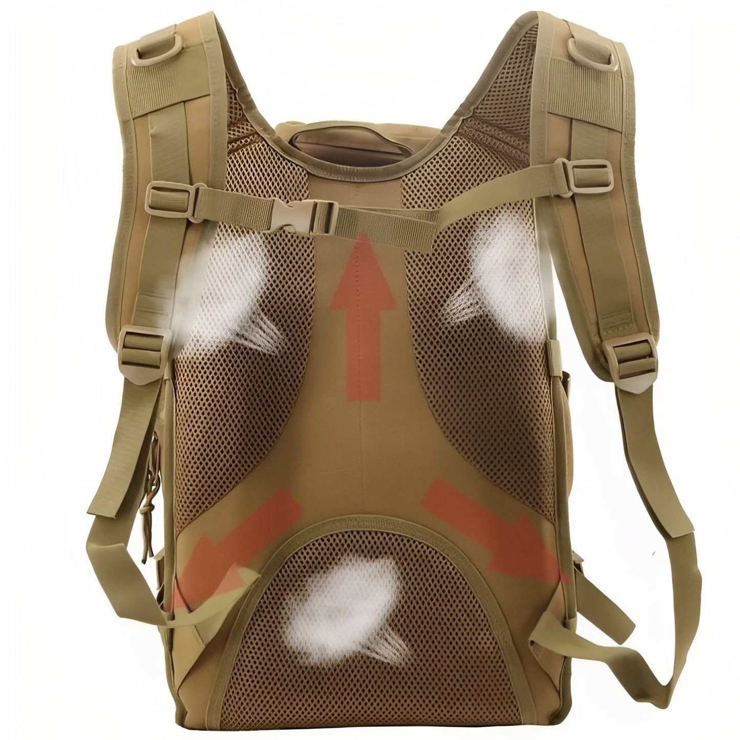Sac à Dos Militaire 40 Litres détail du dos - Vert Olive - Beige Sable - Noir - Gris