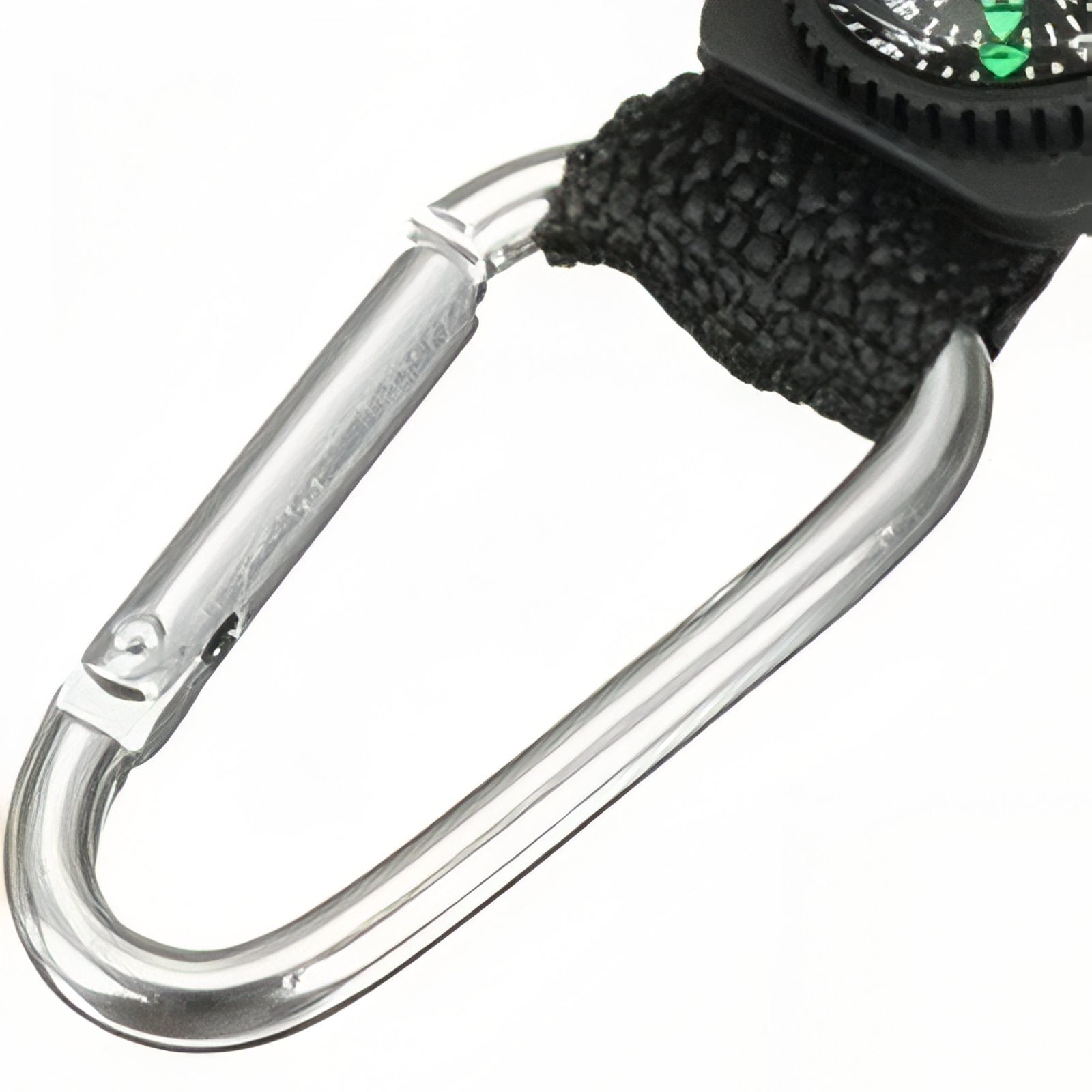 Porte-Clé Boussole Et Thermomètre gros plan mousqueton - Noir