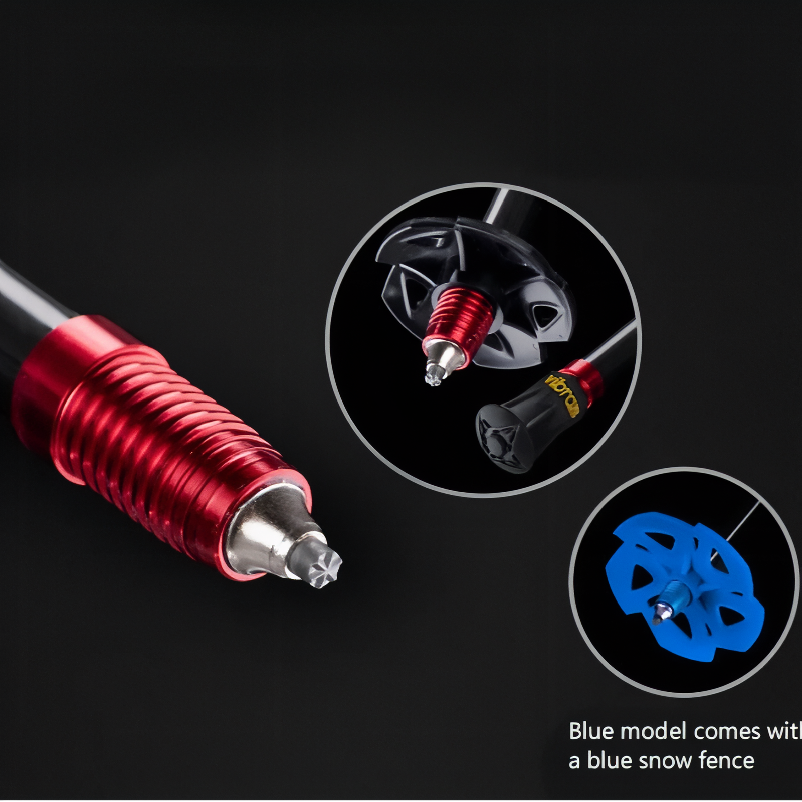 Bâton de Randonnée Télescopique Carbone gros plan partie supérieure - Bleu et Noir - Rouge et Noir