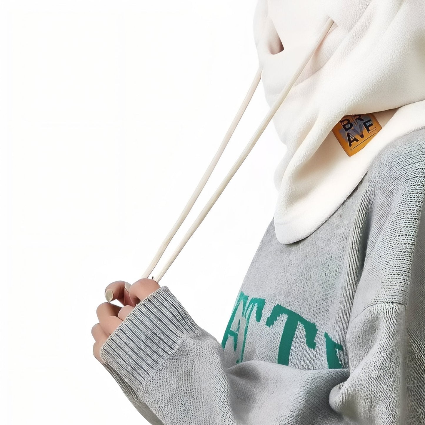 Cagoule Polaire Grand Froid gros plan sur le col - Gris Foncé - Noir - Rose Pâle - Blanc - Beige