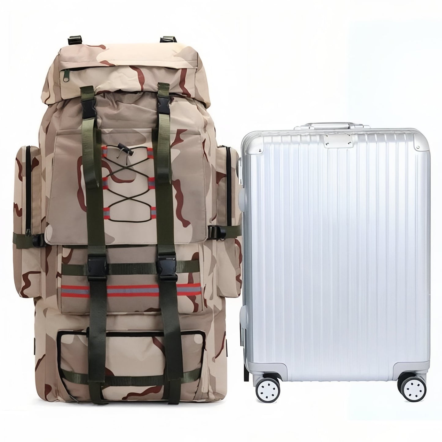 Sac Trek 130L sac porté avec valise - Kaki - Bleu Marine - Vert Camouflage - Vert Olive - Noir - Gris