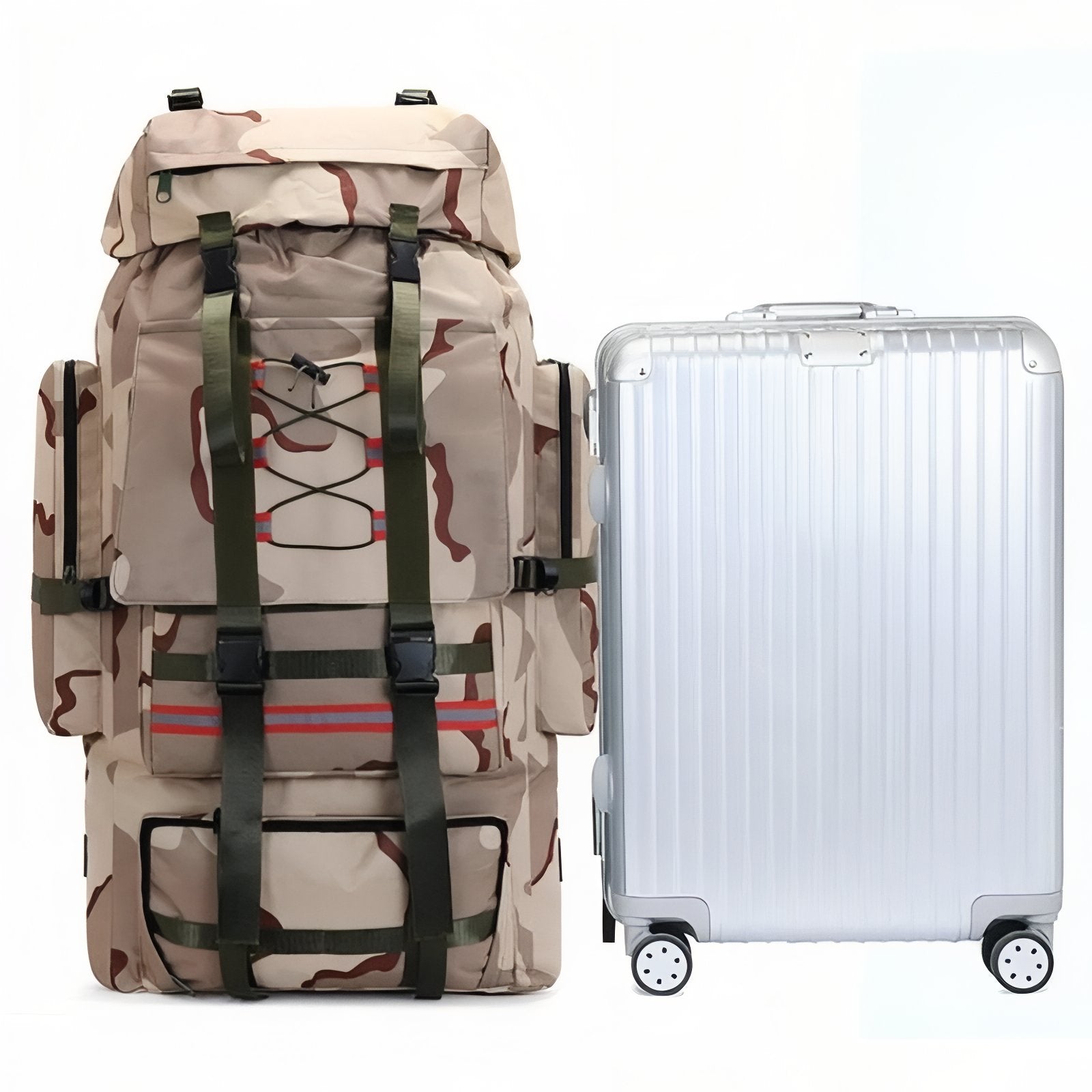 Sac Trek 130L sac porté avec valise - Kaki - Bleu Marine - Vert Camouflage - Vert Olive - Noir - Gris