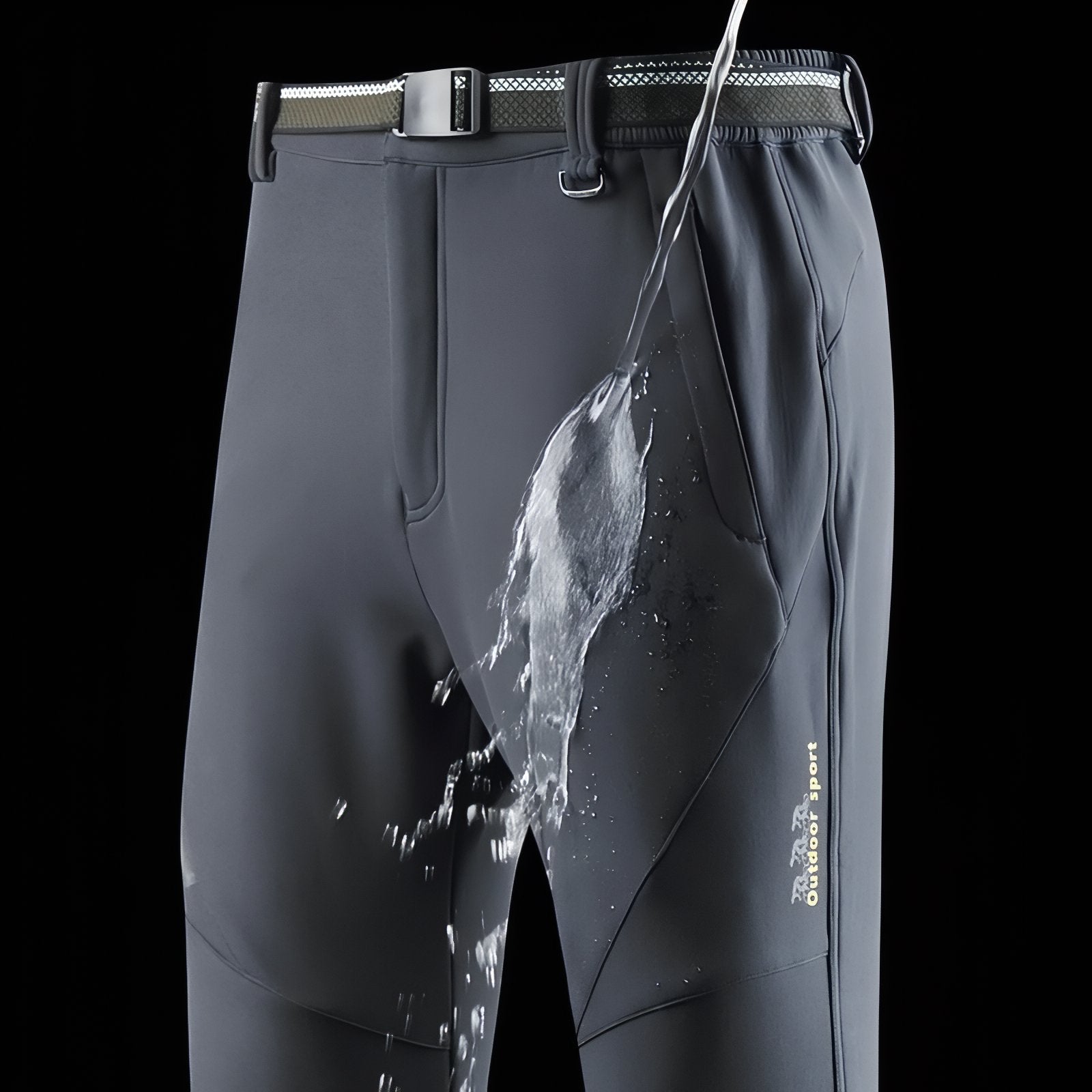 Pantalon Randonnée Doublé Polaire Homme gros plan matière imperméable - Vert Foncé - Noir Profond - Gris Anthracite