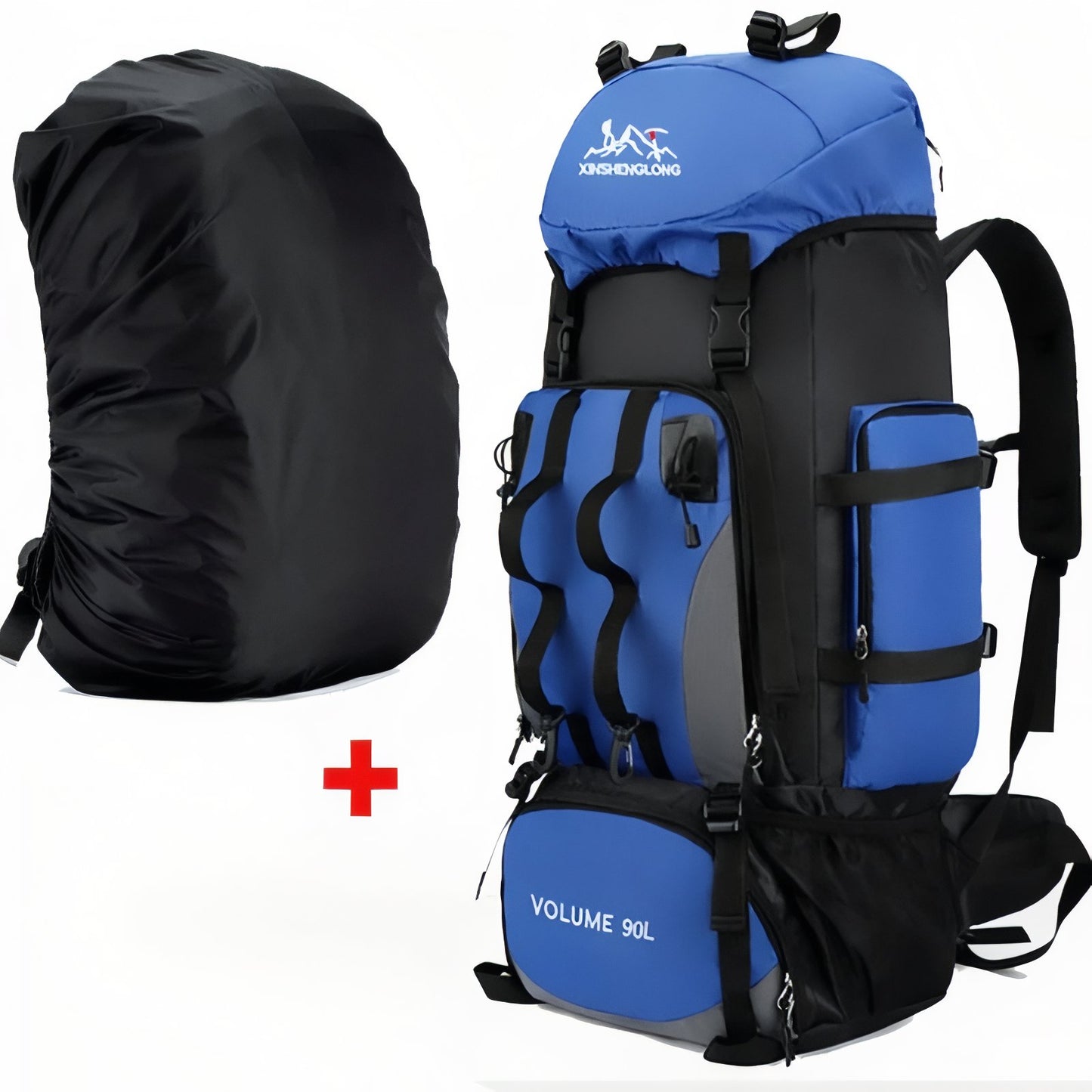 Sac à Dos Trekking - Bleu Clair - Avec Housse Imperméable