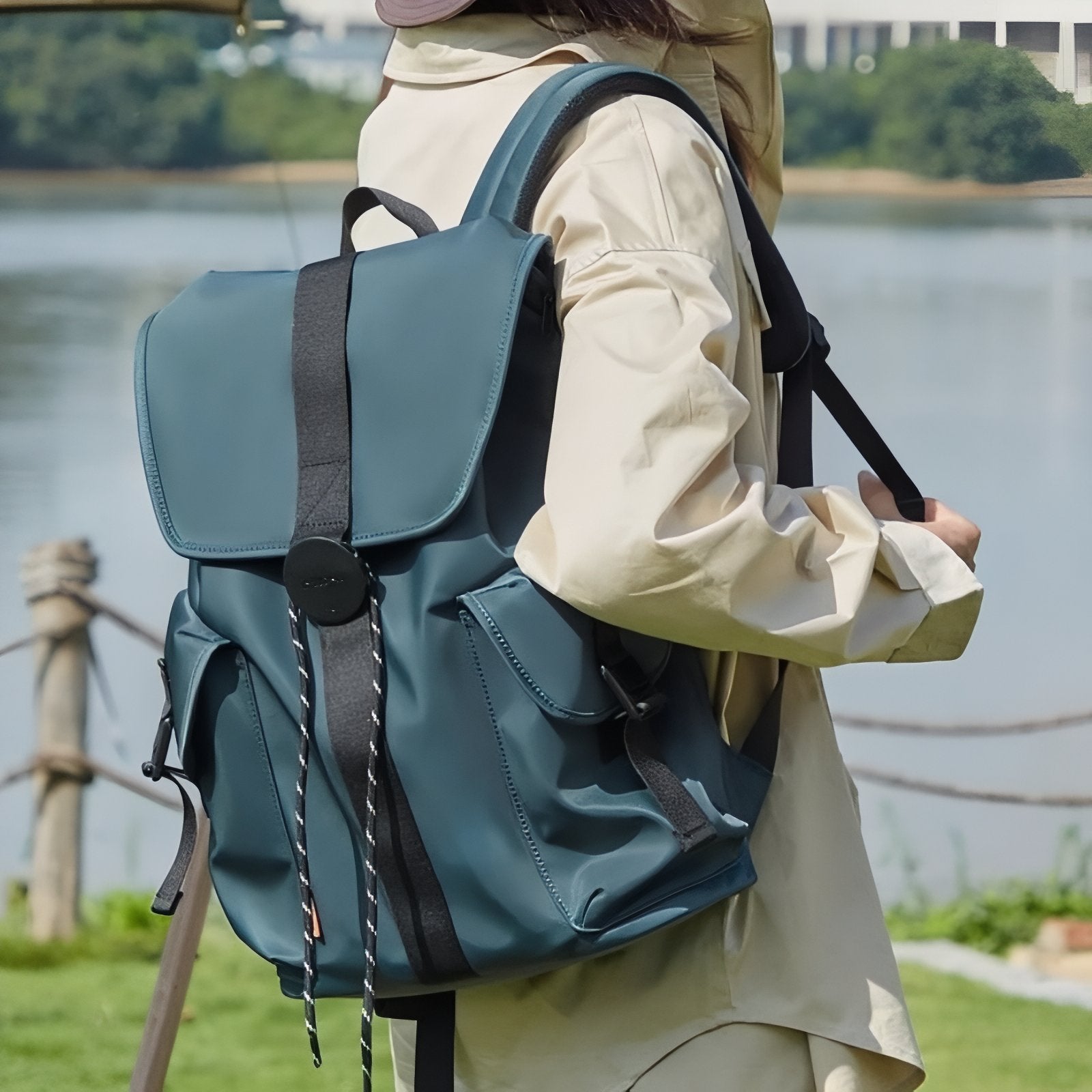 Sac à Dos Petite Randonnée Léger et Tendance portée sur l'épaule - Blanc - Noir - Marron - Bleu