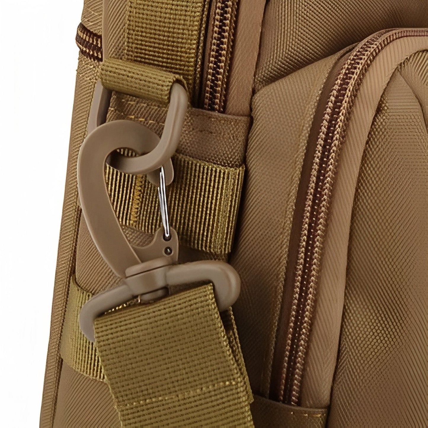 Sac Bandoulière Randonnée gros plan fermeture zippée - Marron Foncé - Vert Olive - Noir Mat
