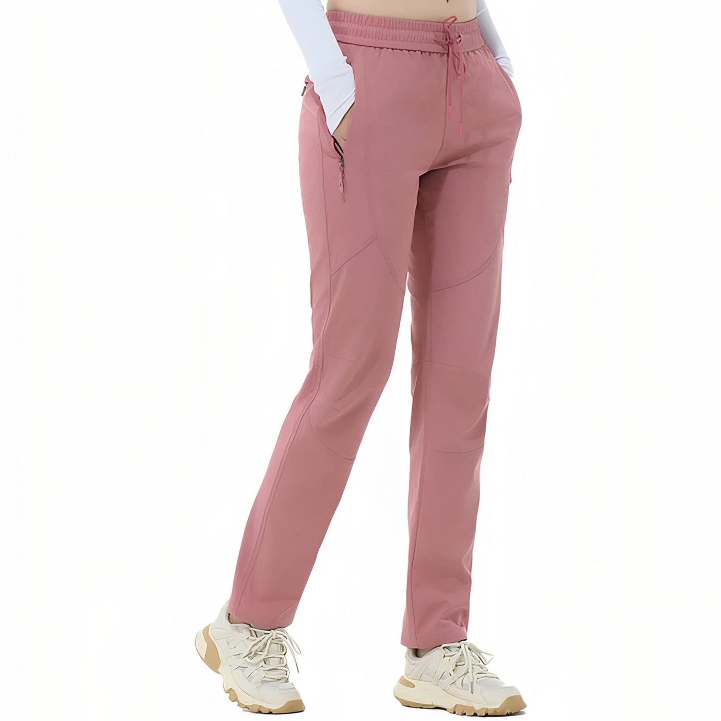 Pantalon de Randonnée Femme Hiver portée à la main - Rose Poudré - Noir - Gris Clair