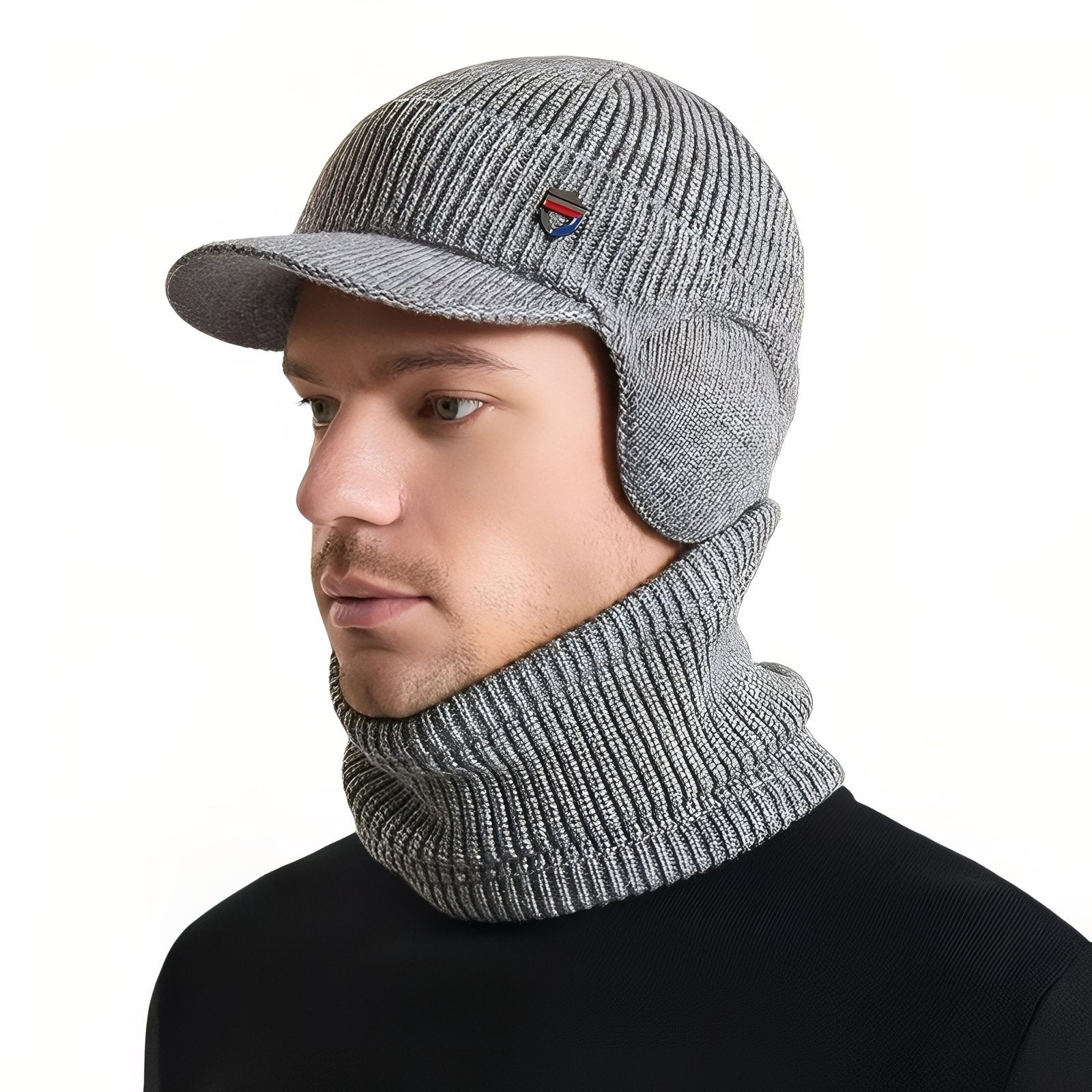 Casquette Cagoule Hiver Homme - Gris Clair - 55-60cm