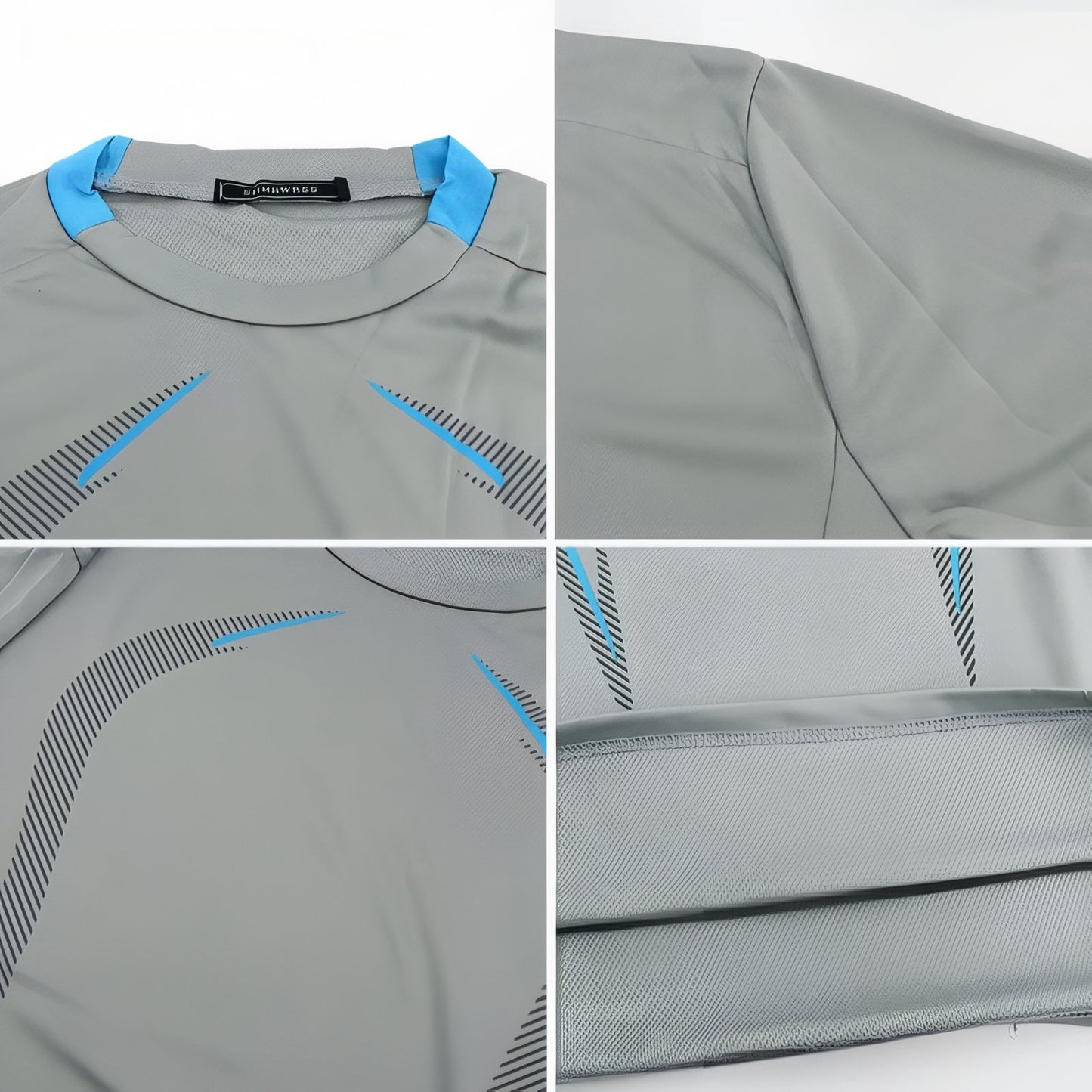 T-Shirt Manche Longue Randonnée Homme gros plan col et manches - Blanc - Noir - Gris Anthracite - Gris Clair - Bleu Marine - Rouge - Bleu - Vert Olive