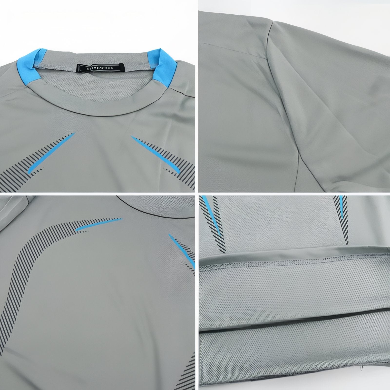 T-Shirt Manche Longue Randonnée Homme gros plan col et manches - Blanc - Noir - Gris Anthracite - Gris Clair - Bleu Marine - Rouge - Bleu - Vert Olive