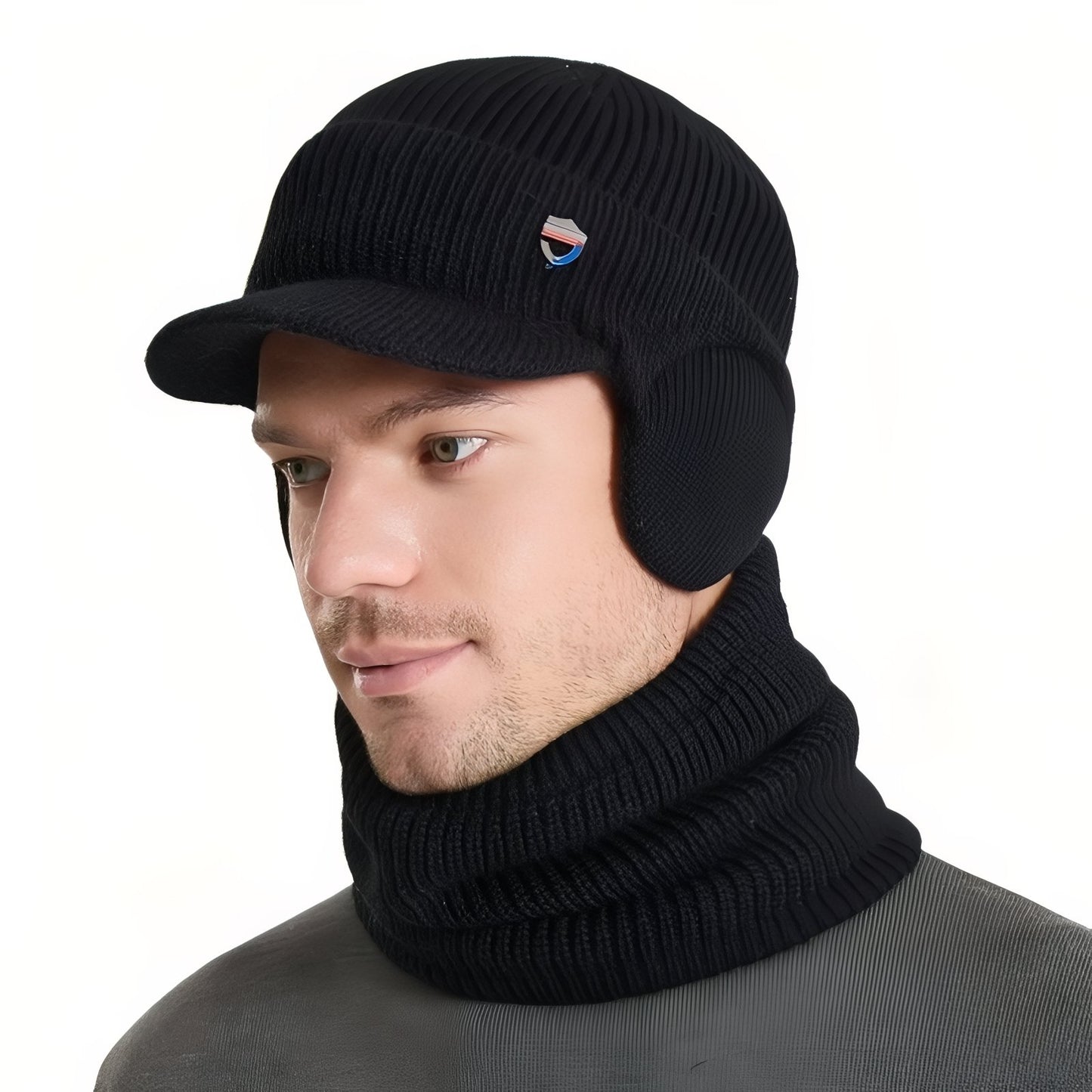 Casquette Cagoule Hiver Homme - Noir Uni - 55-60cm