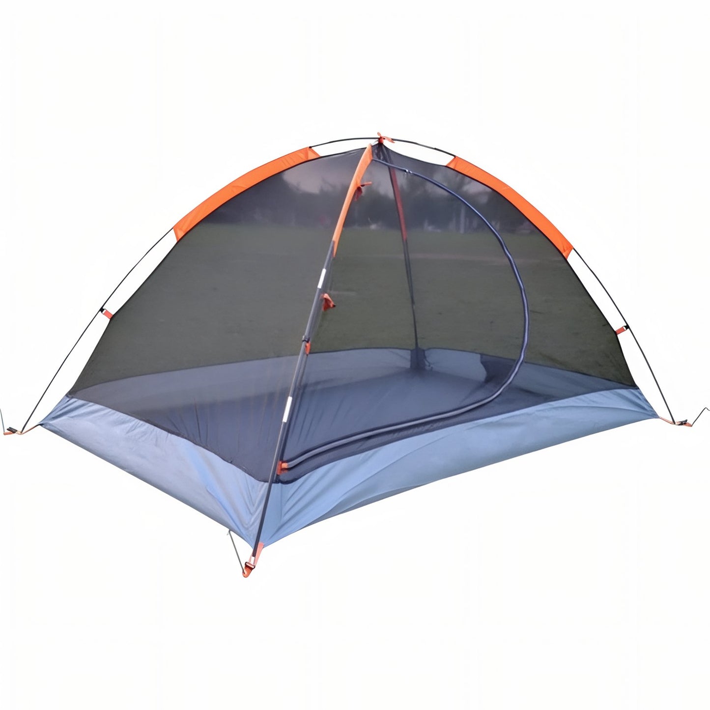 Tente Bivouac 2 Places Légère angle de vue latéral - Vert Lime et Gris Foncé - Orange Brillant - Bleu Ciel
