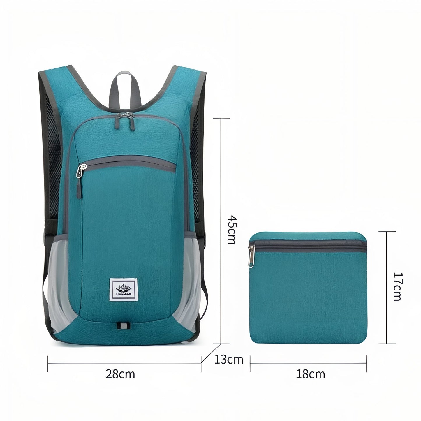 Sac à Dos Ultraléger Pliable guide des dimensions - Bleu - Bleu foncé - Noir - Vert - Bleu roi - Gris - Rouge - Gris foncé