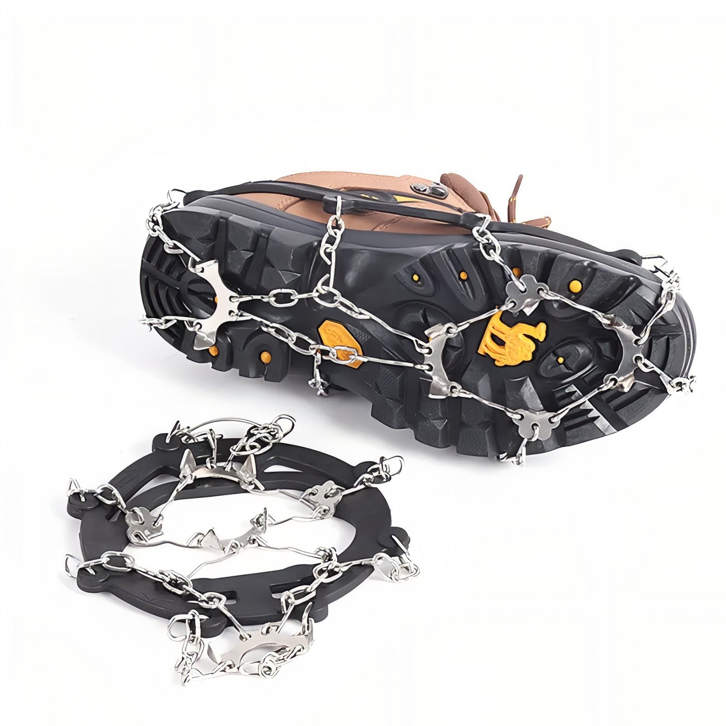 Crampons Pour Randonnée Hiver 10 Dents gros plan crampons hiver - Orange