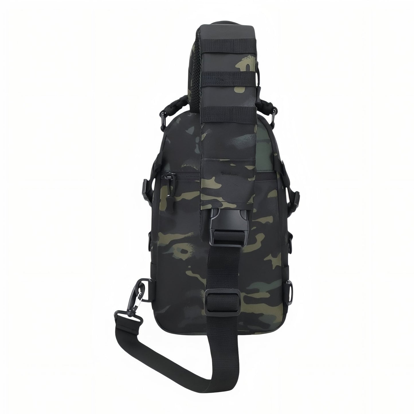 Sac Bandoulière Homme Pour Randonnée vue arrière sangle - Beige Sable - Noir Camouflage - Noir