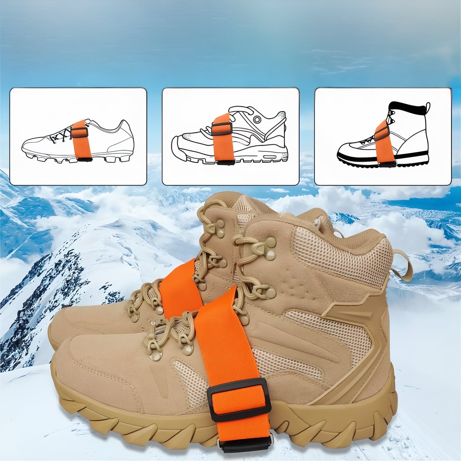 Mini Crampons Randonnée 7 Dents mise en situation avec illustrations - S - M