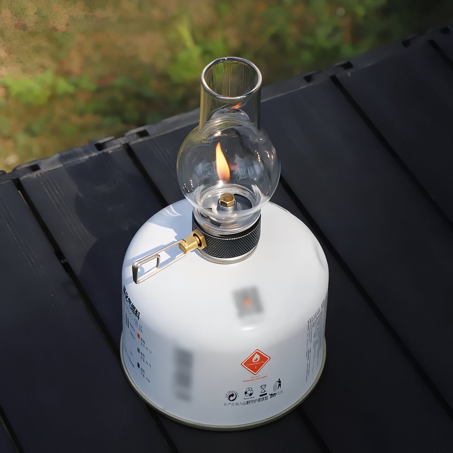 Lanterne À Gaz gros plan flamme allumée - Gris et Transparent