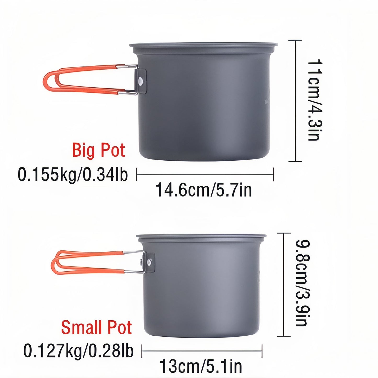 Kit Popote Randonnée guide des dimensions - 4 en 1