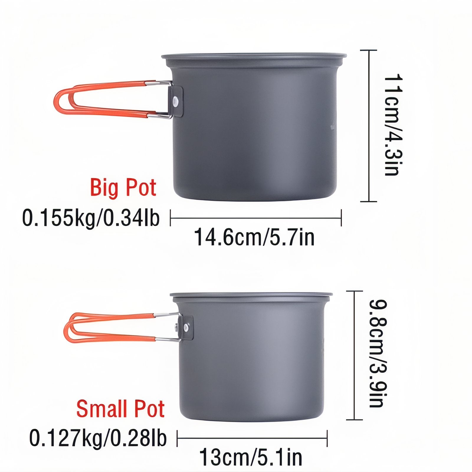 Kit Popote Randonnée guide des dimensions - 4 en 1
