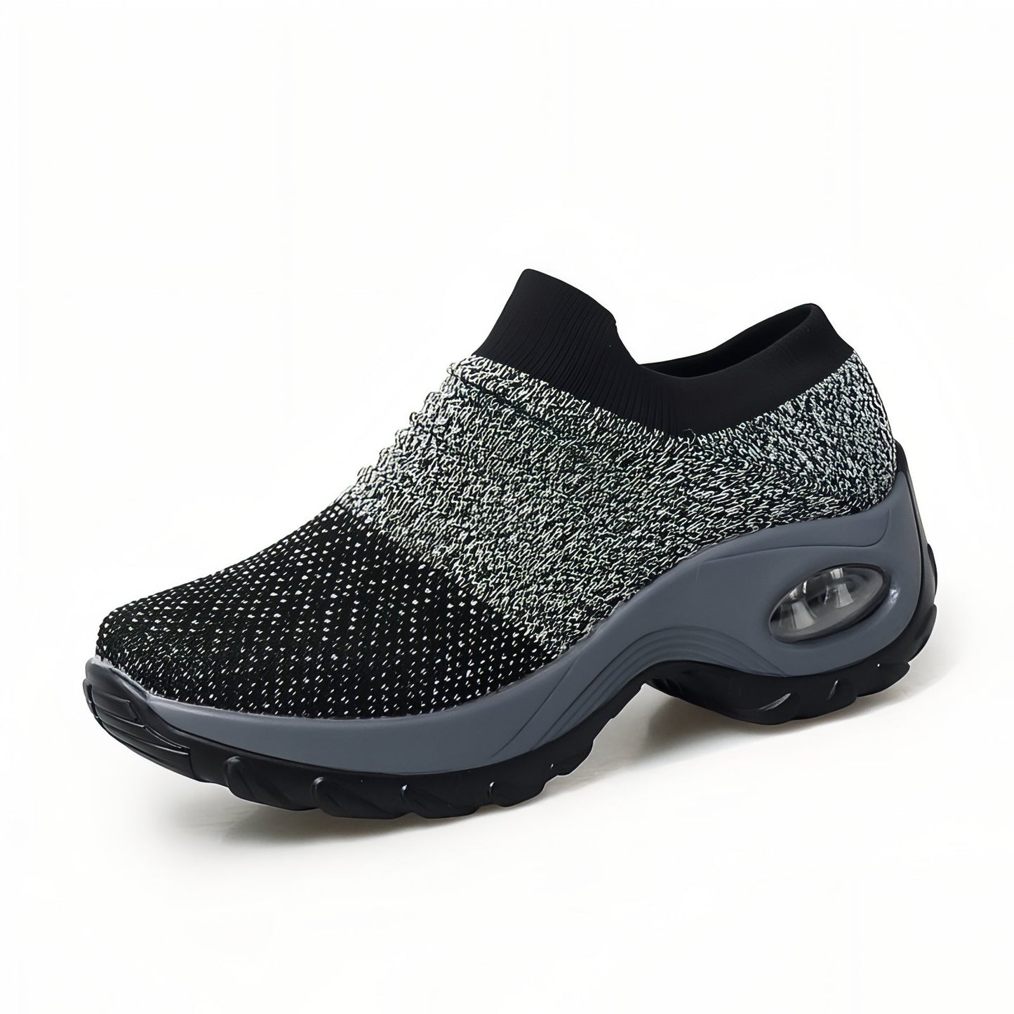 Basket de Marche Femme Sans Lacet vue latérale - Noir et Gris