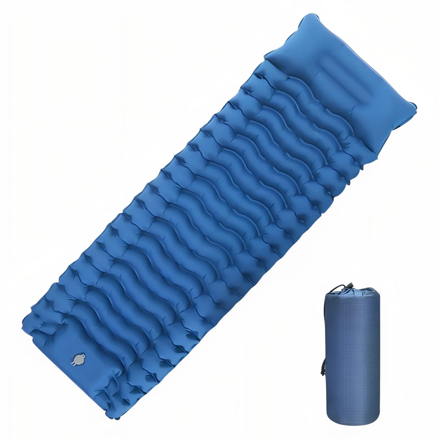 Matelas Gonflable Camping 65 cm De Large - Bleu Nuit