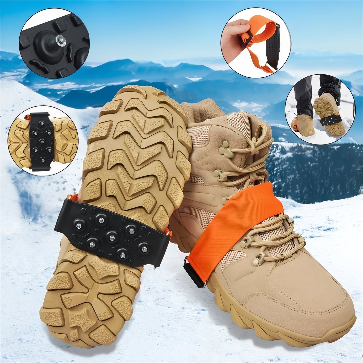 Mini Crampons Randonnée 7 Dents gros plan sur la semelle - S - M