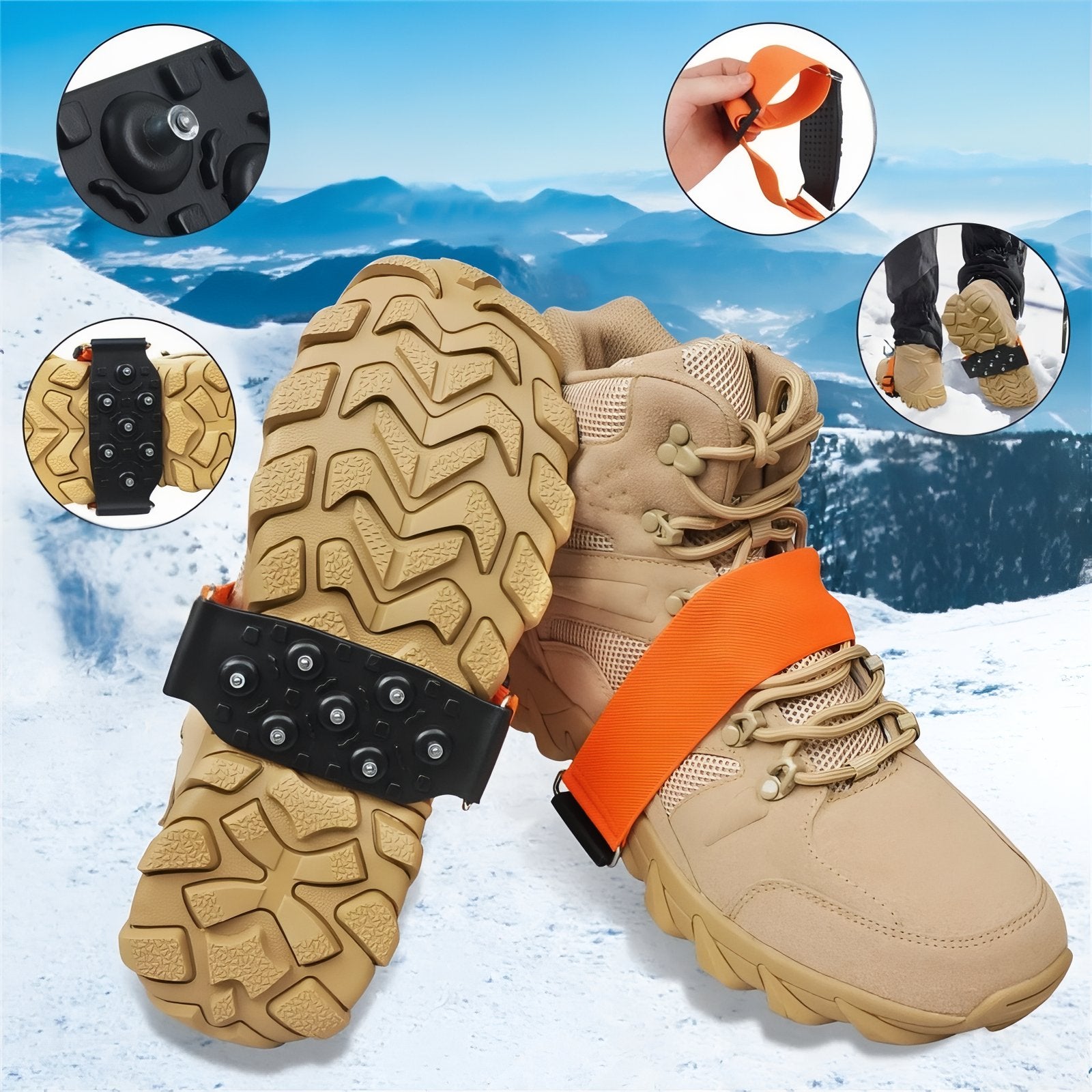 Mini Crampons Randonnée 7 Dents gros plan sur la semelle - S - M