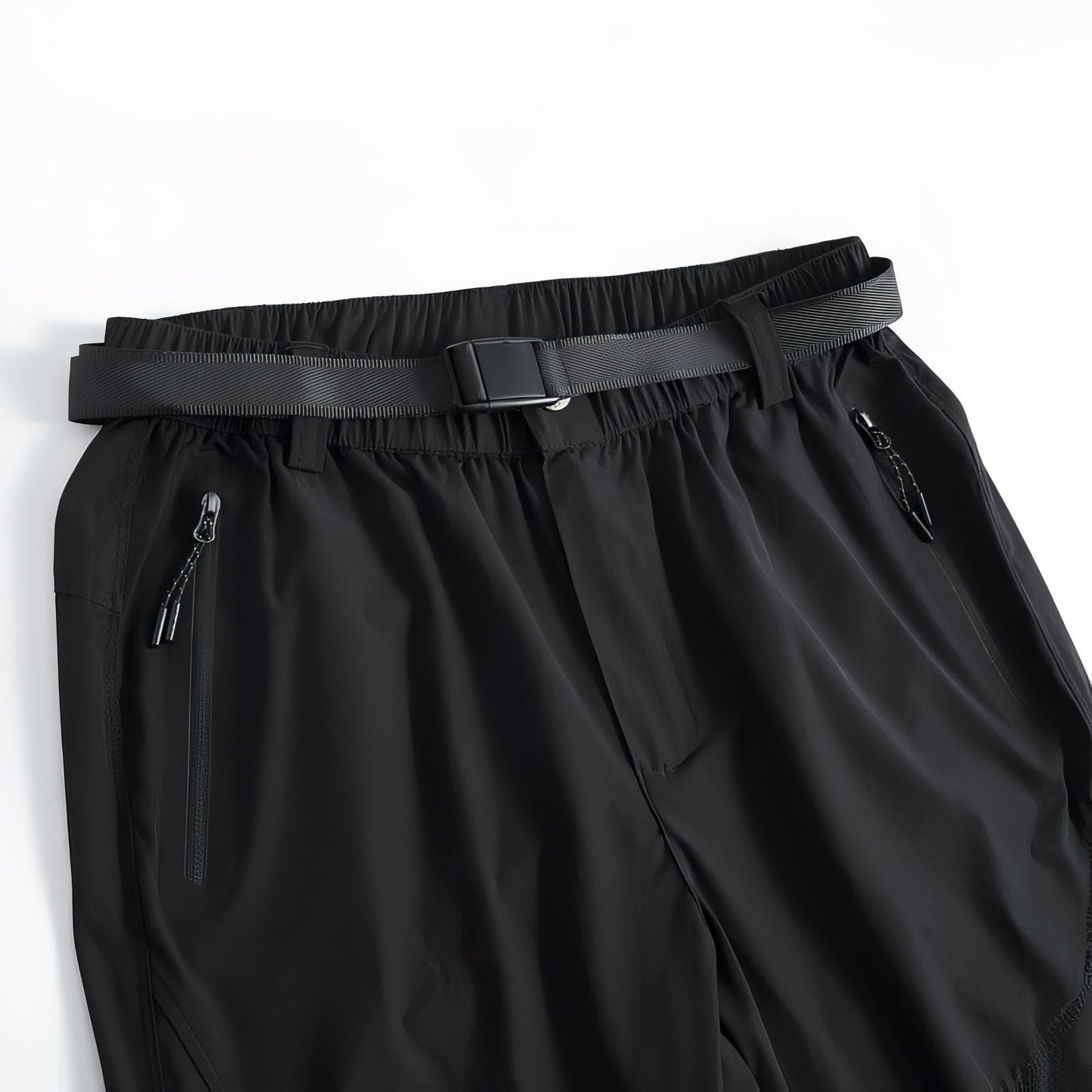 Pantalon de Randonnée Avec Ceinture Élastique Homme gros plan ceinture et poches - Gris Foncé - Noir
