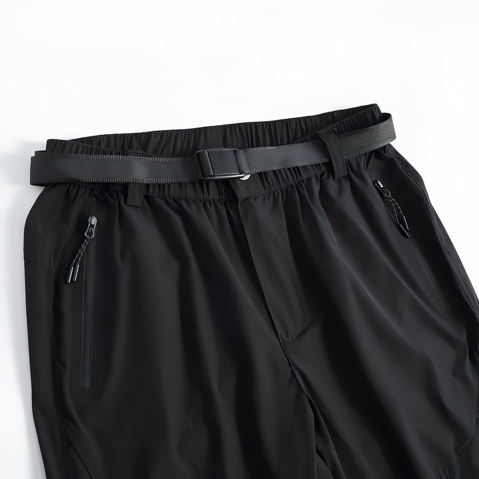 Pantalon de Randonnée Avec Ceinture Élastique Homme gros plan ceinture et poches - Gris Foncé - Noir