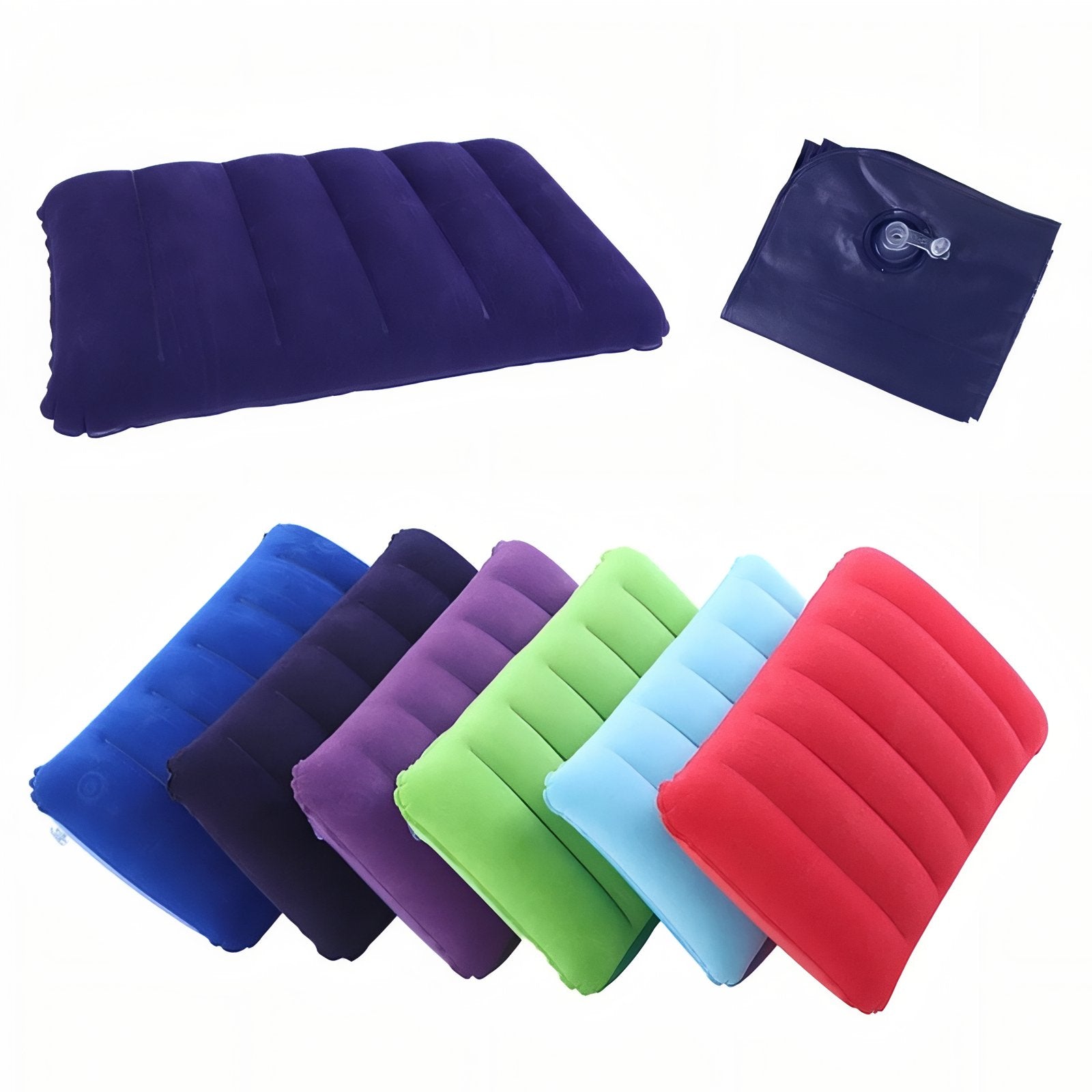 Oreiller Gonflable Randonnée 47x30CM huit oreillers alignés - Bleu Marine - Gris - Vert - Violet - Bleu