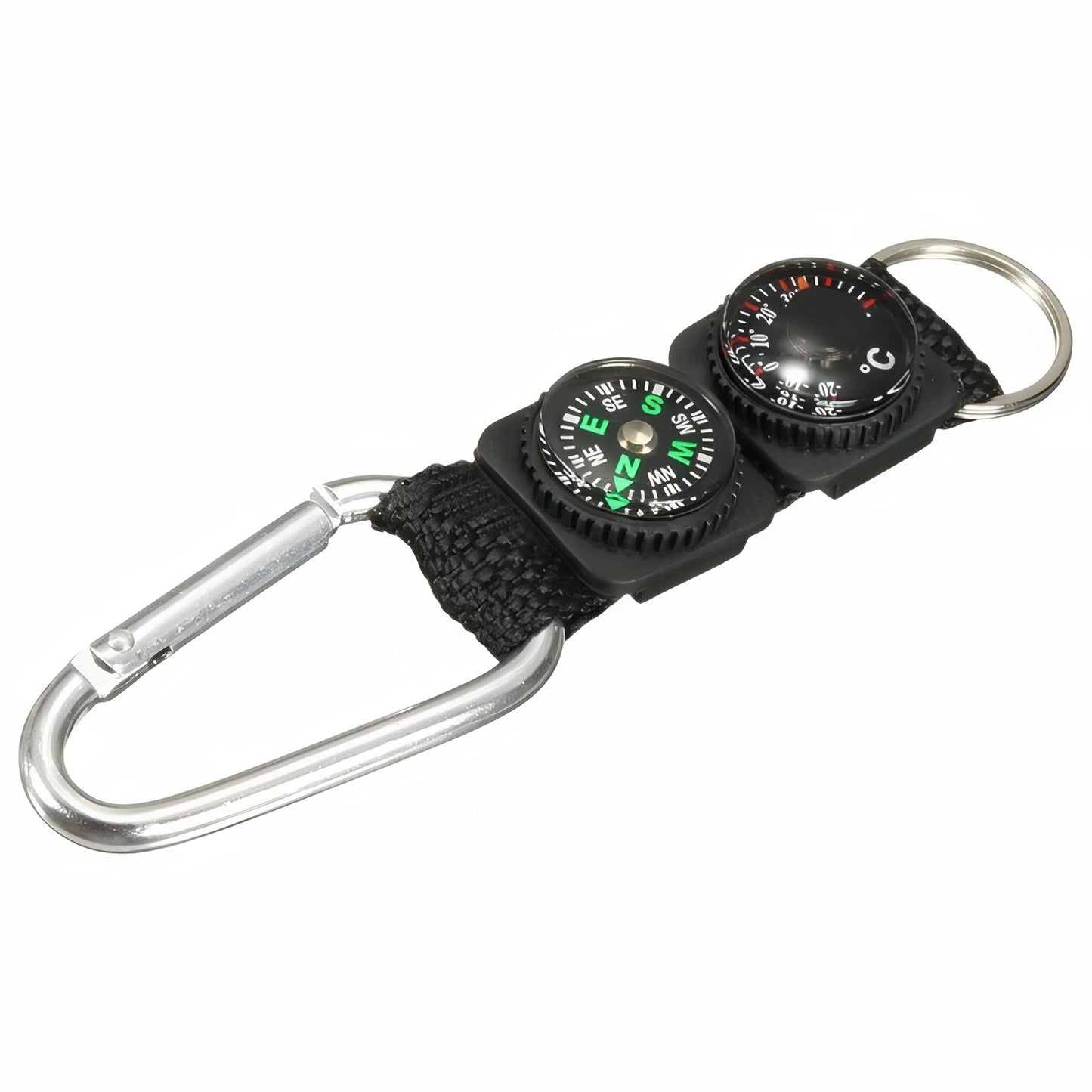 Porte-Clé Boussole Et Thermomètre - Noir