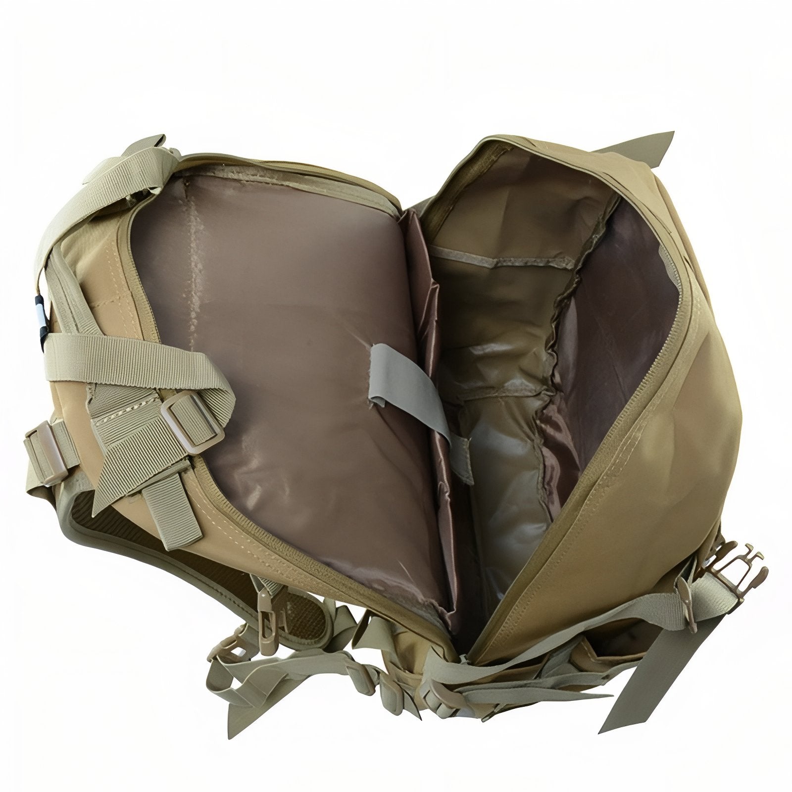 Sac à Dos Randonnée Militaire 40L compartiment ouvert - Vert Clair Camouflage - Noir - Vert Olive - Gris Camouflage - Vert Camouflage - Beige Sable