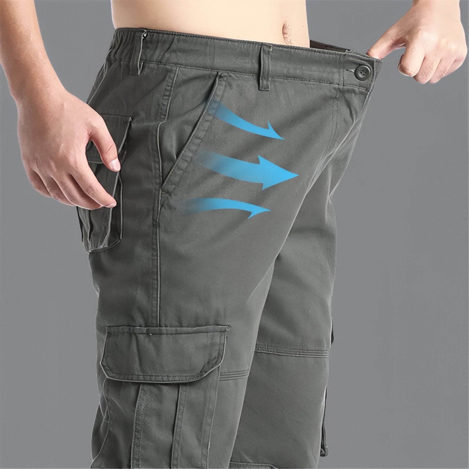 Pantalon Cargo Randonnée Homme gros plan poche latérale - Beige Clair - Vert Armée - Beige Olive - Gris Foncé - Noir Profond