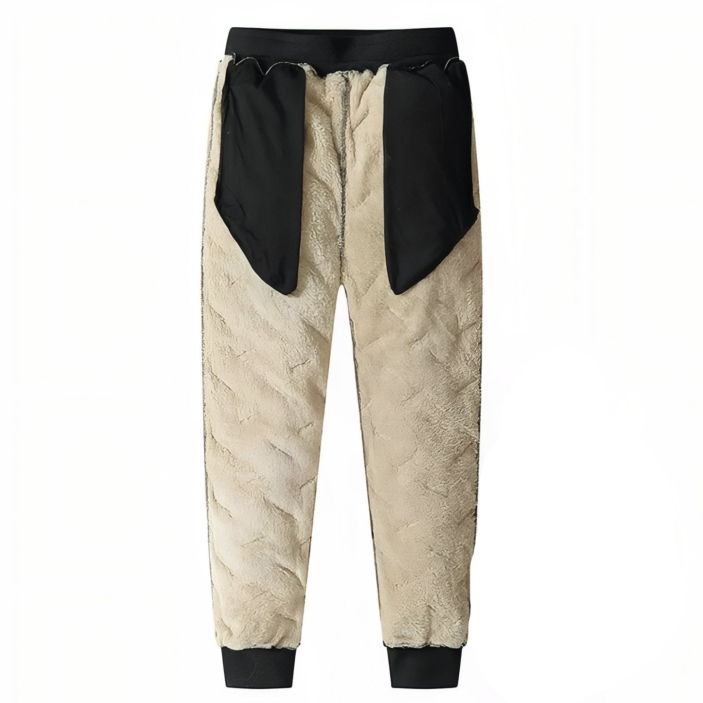 Pantalon Fourré Homme gros plan sur le tissu - Noir (Droit) - Gris (Droit) - Noir (Serré) - Gris (Serré)