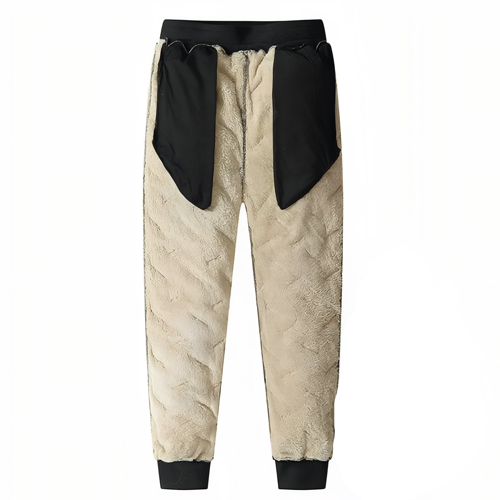 Pantalon Fourré Homme gros plan sur le tissu - Noir (Droit) - Gris (Droit) - Noir (Serré) - Gris (Serré)