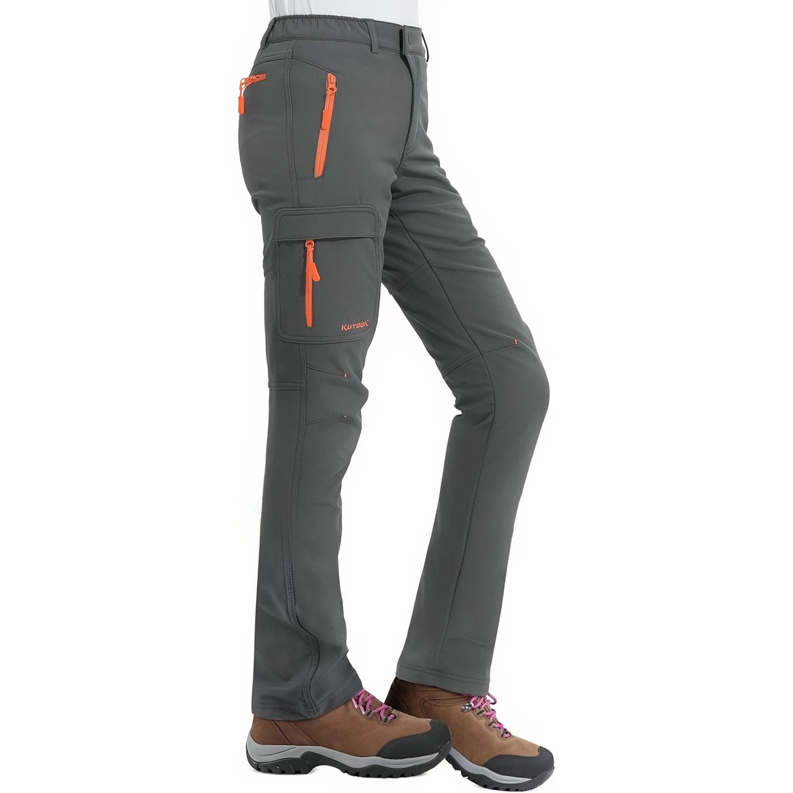Pantalon Randonnée Doublé Polaire Femme portée à la main - Noir - Gris