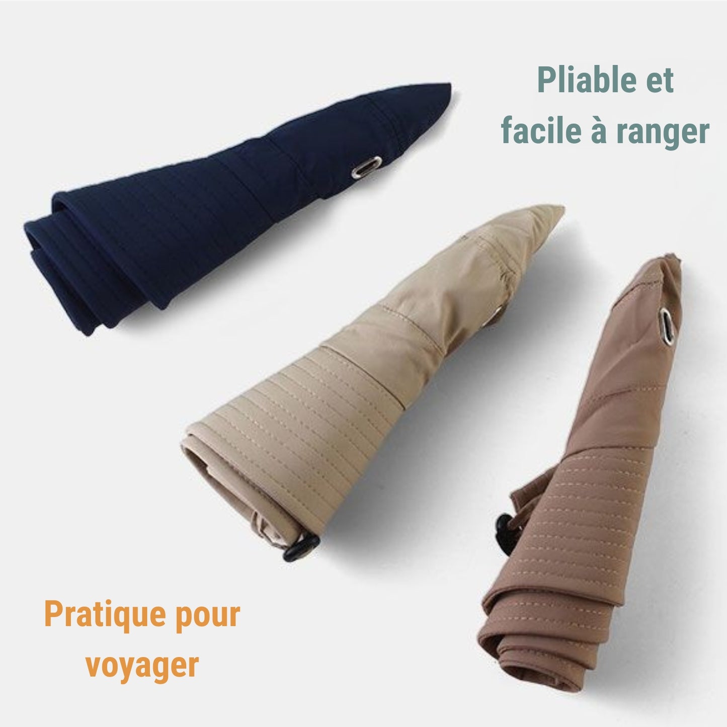 Bob Chapeau Randonnée Homme trois articles alignés - Beige Clair - Gris Foncé - Noir - Vert Olive