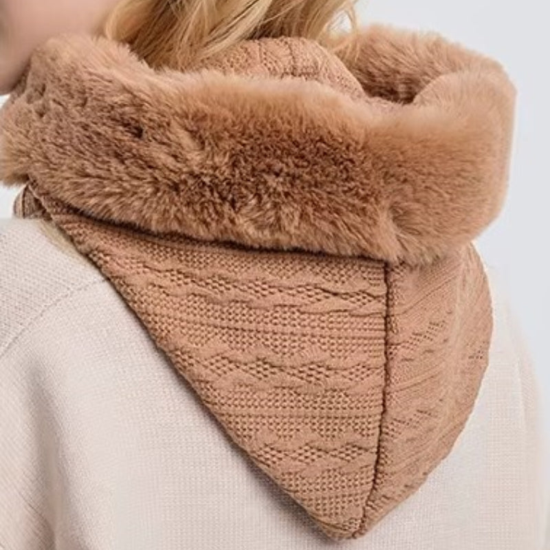 Echarpe Capuche Femme gros plan sur capuche - Noir - Rose Bonbon - Jaune Moutarde - Rose Poudré - Beige - Gris Foncé - Bleu Poudré - Marron