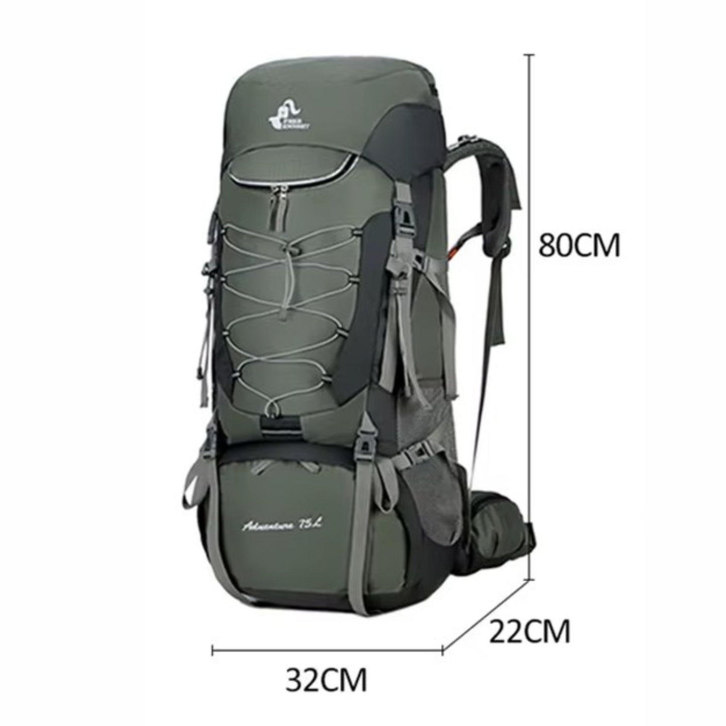 Sac à Dos Imperméable Randonnée 75L guide des dimensions - Vert Foncé - Bleu Marine - Bleu Océan - Noir