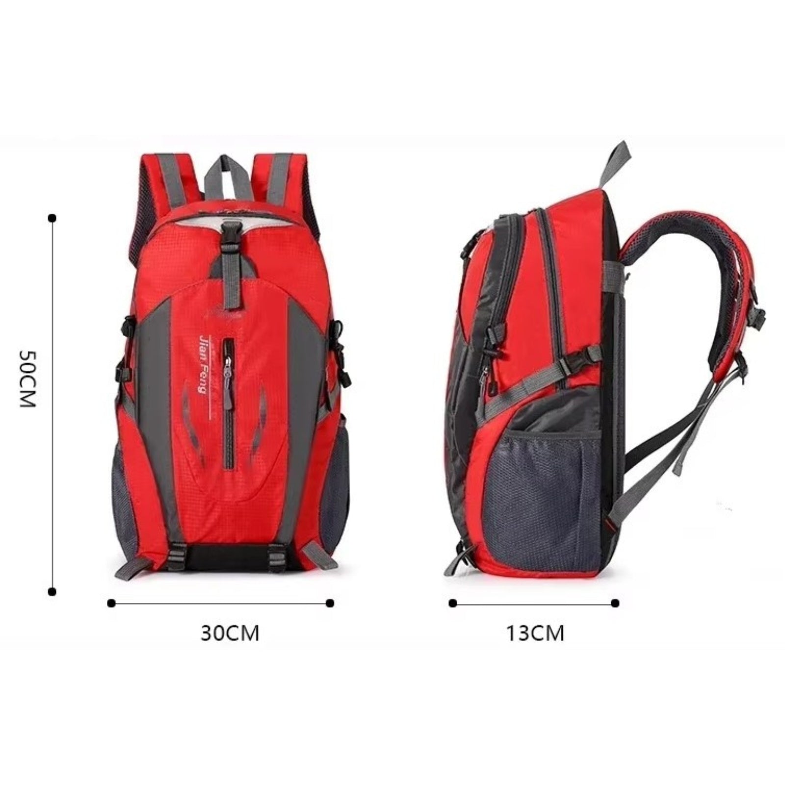 Sac Pratique Pour Randonnée 35L guide des dimensions - Rouge - Vert Fluo - Orange - Noir
