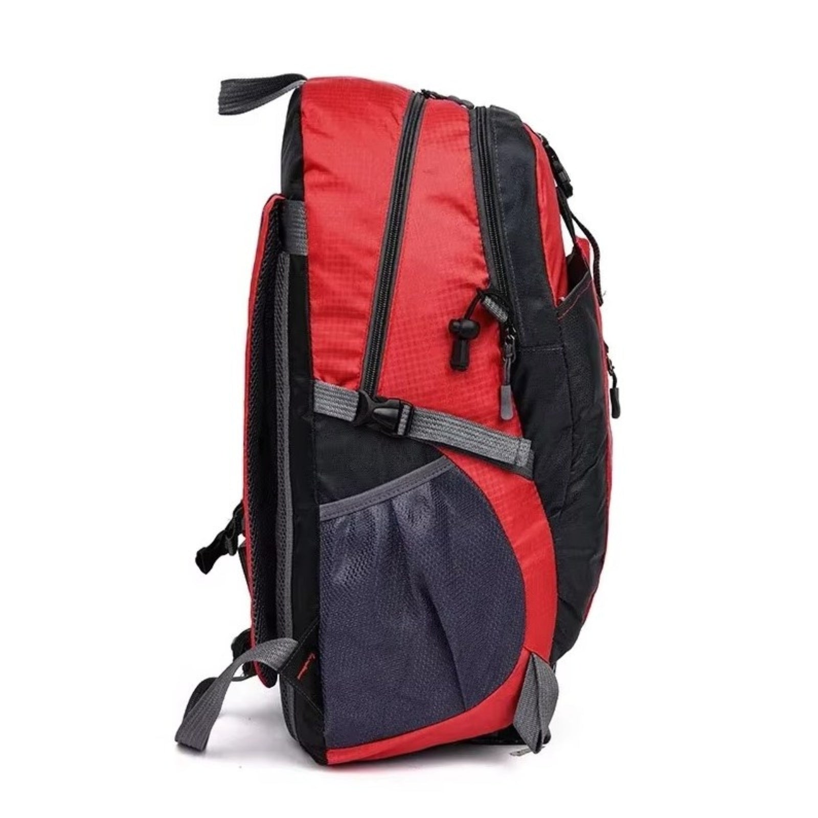 Sac Pratique Pour Randonnée 35L gros plan fermeture zippée - Rouge - Vert Fluo - Orange - Noir