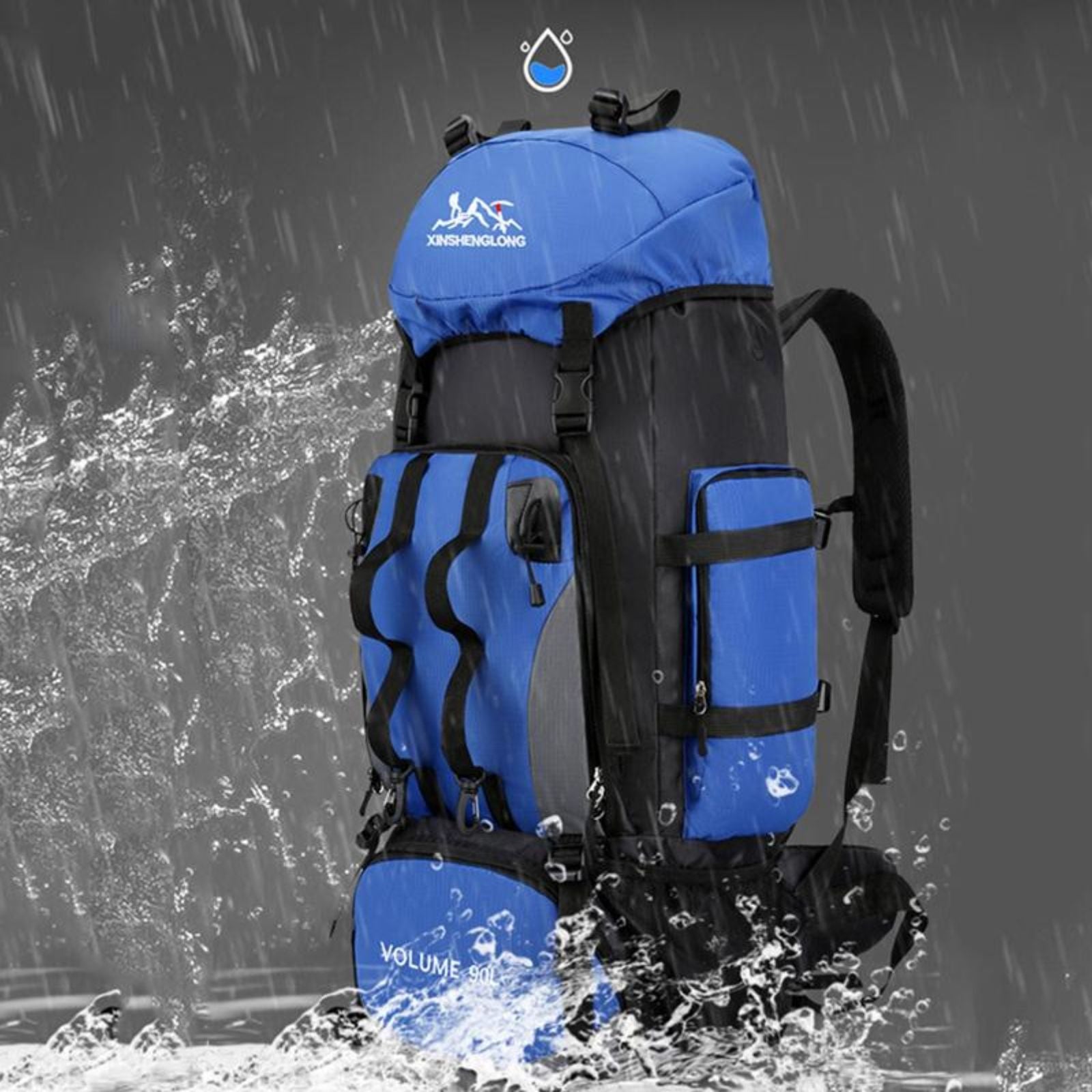 Sac à Dos Trekking gros plan sur le sac - Bleu Clair - Rouge - Vert - Bleu Marine - Noir