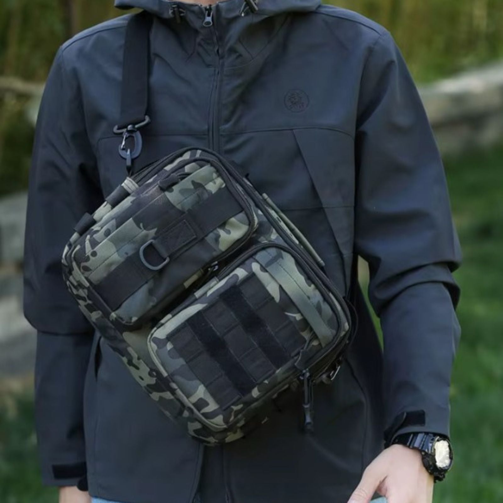 Sac Bandoulière Homme Militaire portée à l'épaule - Kaki - Noir Camouflage - Noir - Vert Foncé Camouflage