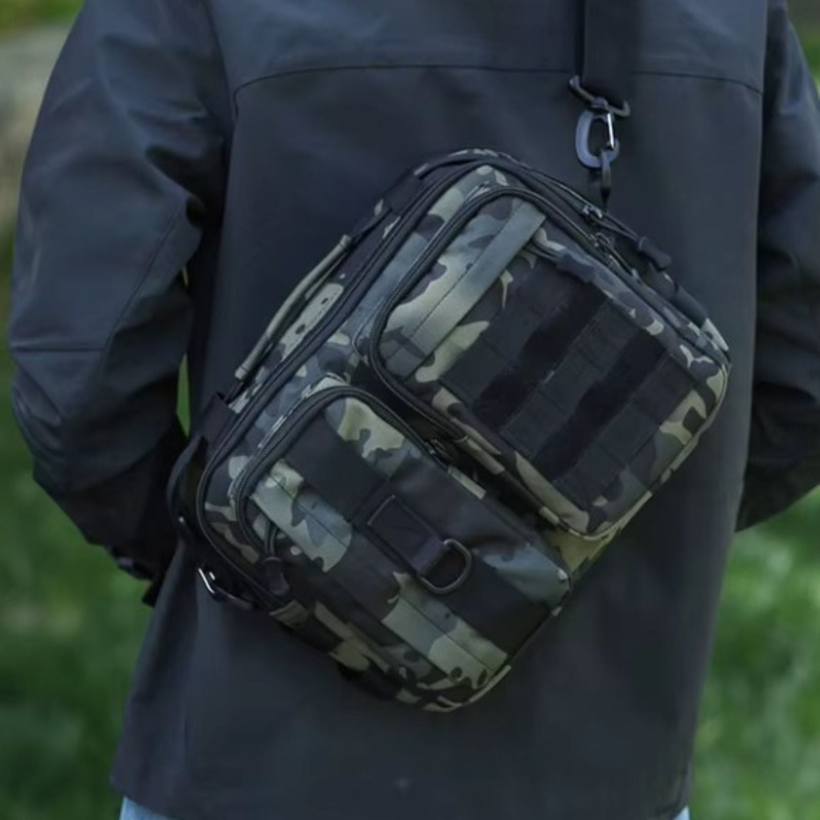 Sac Bandoulière Homme Militaire portée sur l'épaule - Kaki - Noir Camouflage - Noir - Vert Foncé Camouflage